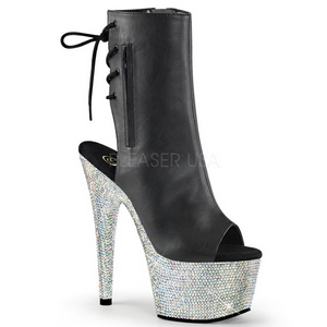 Kunstleer kristal steentjes 18 cm BEJEWELED-1018D7 plateau dames enkellaarsjes