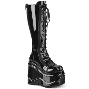 Lakleer 15 cm WAVE-200 demonia laarzen met sleehak