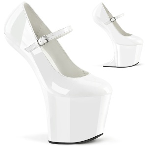 Lakleer 20 cm CRAZE-880 Heelless plateau pony pumps witte