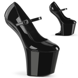 Lakleer 20 cm CRAZE-880 Heelless plateau pony pumps zwarte