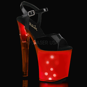 Lakleer 20 cm DISCOLITE-809 LED gloeilamp stripper sandalen paaldans schoenen