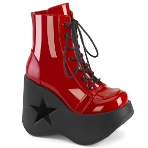 Lakleer emo 13 cm DYNAMITE-106 demoniacult sleehakken boots met plateau rood