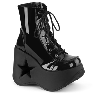 Lakleer emo 13 cm DYNAMITE-106 demoniacult sleehakken boots met plateau zwart