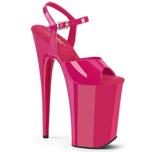 Lakleer pink 23 cm INFINITY-909 super hoge hakken - extreem high heels plateau