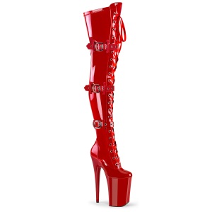 Lakleren 23 cm INFINITY-3028 overknee laklaarzen high heels met gesp rode