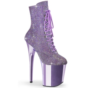 Lavendel strass steentjes 20 cm FLAMINGO-1020CHRS plateau boots hoge hakken