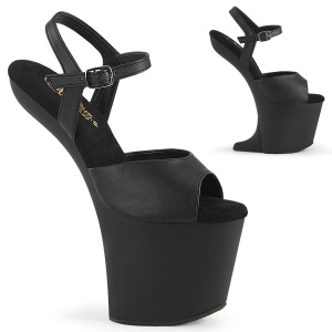 Leatherette 20 cm CRAZE-809 Heelless platform pony high heels shoes black