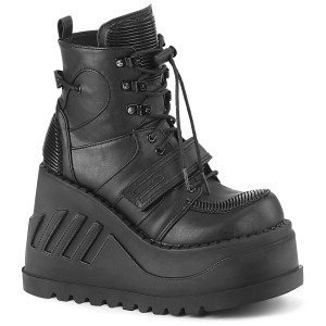 Leatherette Black 12 cm STOMP-13 ankle boots wedge platform
