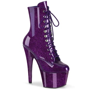 Paarse glitter 18 cm dames high heels boots plateau