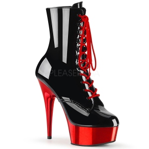 Patent 15,5 cm DELIGHT-1020 Red Chrome Platform Ankle Calf Boots