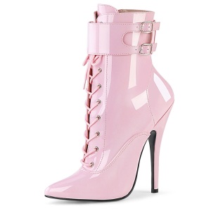 Patent 15 cm DOMINA-1023 Roze ankle boots high heels