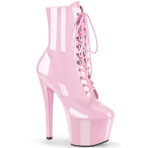 Patent 18 cm SKY-1020 Roze lace up high heels ankle boots