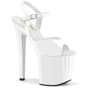 Patent 19 cm ENCHANT-709 white pleaser shoes with high heels
