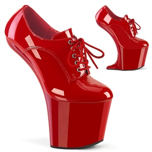 Patent 20 cm CRAZE-860 Heelless platform pony booties red