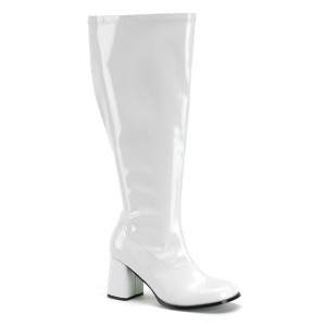 Patent 7,5 cm GOGO-300X knee high womens boots with wide calf