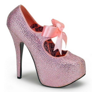 Pink Rhinestone 14,5 cm Burlesque TEEZE-04R Platform Pumps Women Shoes