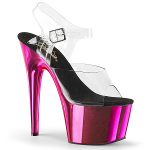 Pink chrome plateau 18 cm Pleaser ADORE-708 pole dance schoenen met hoge hakken