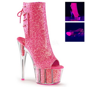 Pink glitter 18 cm ADORE-1018G dames enkellaarsjes met plateauzool