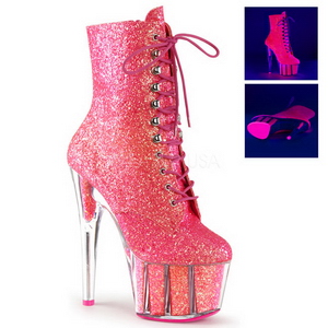 Pink glitter 18 cm ADORE-1020G dames enkellaarsjes met plateauzool