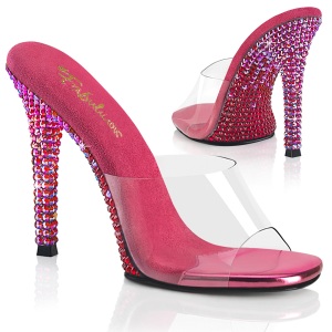 Pink mules 11,5 cm GALA-01DMM strass high heeled mules