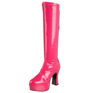 Pink plateaulaarzen lakleer 10 cm - jaren 70 boots hippie kinky disco - plateau laklaarzen