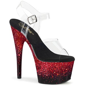 Red 18 cm ADORE-708SS glitter platform sandals shoes