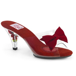 Red 7,5 cm BELLE-301BOW Pinup Mules Shoes with Bow Tie