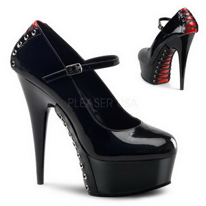 Red Black 15,5 cm DELIGHT-687FH Mary Jane Pumps Shoes