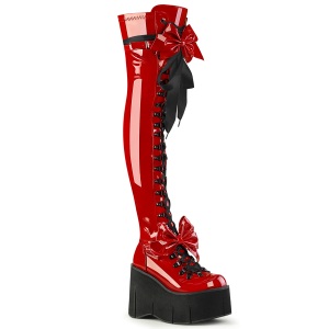 Red Patent 11,5 KERA-303 overknee boots with laces