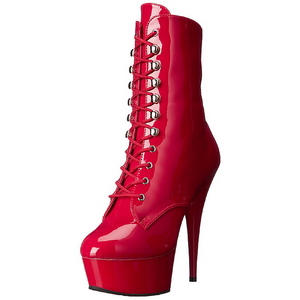 Red Patent 15,5 cm DELIGHT-1020 Platform Ankle Calf Boots