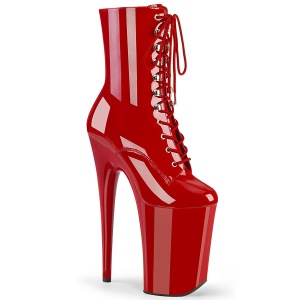 Red Patent 23 cm INFINITY-1020 extrem platform high heels ankle boots