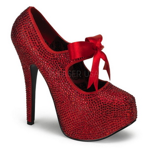 Red Rhinestone 14,5 cm Burlesque TEEZE-04R Platform Pumps Women Shoes