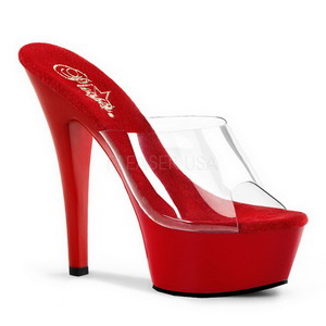 Red Transparent 15,5 cm KISS-201 Platform High Mules