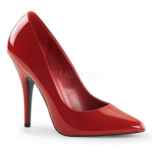 Red Varnished 13 cm SEDUCE-420 pointed toe pumps high heels