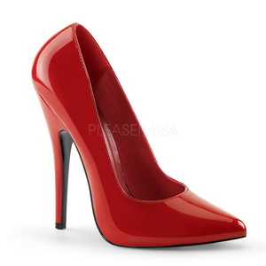 Red Varnished 15 cm DOMINA-420 pointed toe high heel stilettos