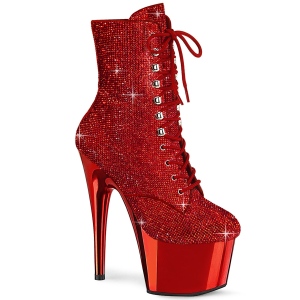 Red rhinestones 18 cm ADORE-1020CHRS pleaser high heels ankle boots