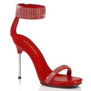 Rood 11,5 cm CHIC-40 enkelband naaldhak sandalen metalen stilettohak