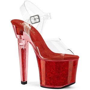 Rood 18 cm LOVESICK-708SG glitter plateau sandalen met hak