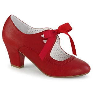 Rood 6,5 cm WIGGLE-32 retro vintage maryjane pumps met blokhak