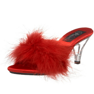 Rood 8 cm BELLE-301F maraboe veren Mules Schoenen