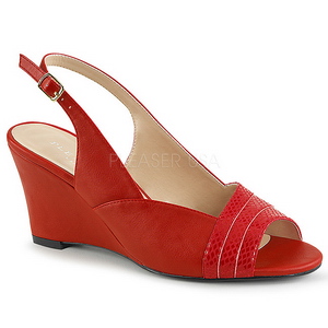 Rood Kunstleer 7,5 cm KIMBERLY-01SP grote maten sandalen dames