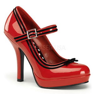 Rood Lak 12 cm PINUP SECRET-15 Mary Jane Plateau Pumps Hoge Hak