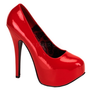 Rood Lak 14,5 cm Burlesque BORDELLO TEEZE-06 Plateau Pumps Hoge Hak