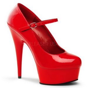 Rood Lak 15 cm PLEASER DELIGHT-687 Plateau Pumps Hoge Hak