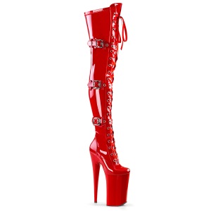 Rood Lakleer 25,5 cm BEYOND-3028 super hoge hakken - extreme overknee laarzen