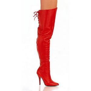 Rood Leder 13 cm LEGEND-8899 overknee laarzen met hakken