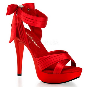 Rood Satijn 13 cm COCKTAIL-568 Sandalen met Hoge Hak