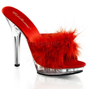 Rood Transparant 13 cm Fabulicious LIP-101-8 Plateau Hoge Mules