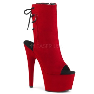 Rood faux suede 18 cm ADORE-1018FS paaldans enkellaarsjes