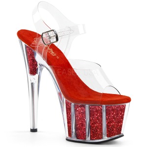 Rood glitter 18 cm Pleaser ADORE-708G paaldans schoenen met hoge hakken